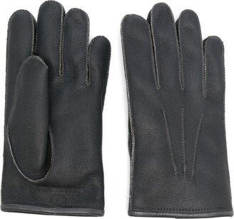 Logo-Embossed Sheepskin Gloves-AA