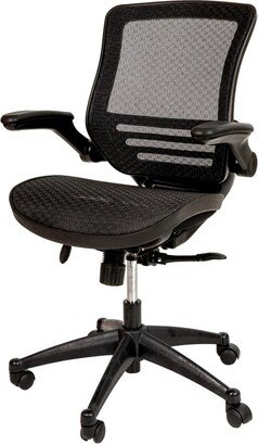 Emma+oliver Mid-Back Transparent Mesh Executive Swivel Office Chair With Flip-Up Arms - Black mesh/black frame