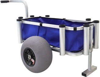 Juggernaut Storage Durable Aluminum Fishing and Marine Outdoor Rolling Utility Cart with Large Tires for Hauling Gear and Equipment, Blue