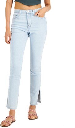 Juniors' Side Slit Relaxed Skinny Jeans