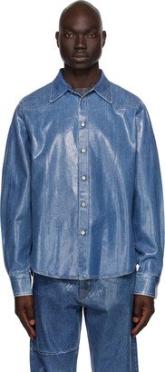 Blue Coated Denim Shirt