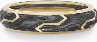 Forged Carbon Band Ring with 18K Yellow Gold Men's Size 5