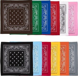 Lightweight Multicolored 22x22 Cotton Bandana 12 Pack