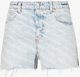 Womens Pebble Bleach Logo-print Raw-hem Denim Shorts