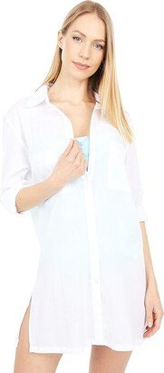 Island Fare Camp Shirt Cover-Up (White) Women's Swimwear