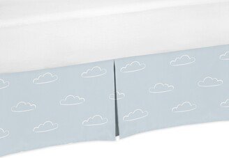 Blue Clouds Collection Queen Bed Skirt - Slate and White Cloud Sky for Vintage Airplane Aviator Aviation Collection