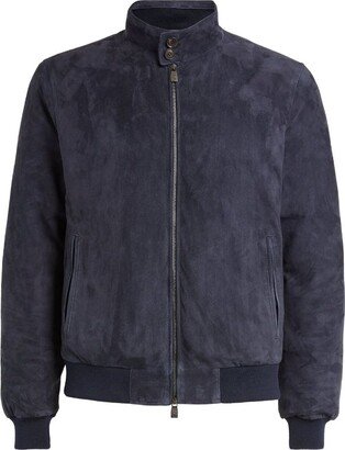 Suede Quilted Bomber Jacket