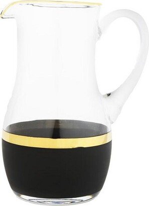 Glass Pitcher with Black and Gold Design, 9H