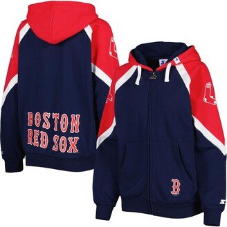 Women's Starter Navy, Red Boston Red Sox Hail Mary Full-Zip Hoodie - Navy, Red