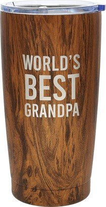 Pavilion Gift Company Pavilion - Best Grandpa 20 oz. Stainless Steel Travel Tumbler, Wood Finish, Gifts For Grandpa, Insulated Travel Mug with Lid, Christmas Present For Papa, Grandad Gifts