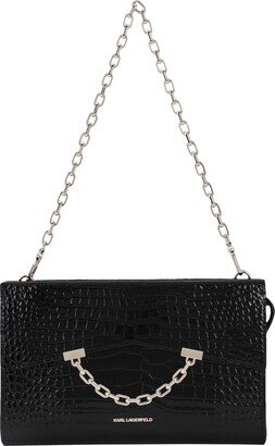 K Seven Croc Clutch Handbag Black