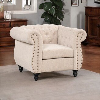 DEVERA Upholstered Sofa with Solid Wood Legs and Buttoned Tufted Backrest