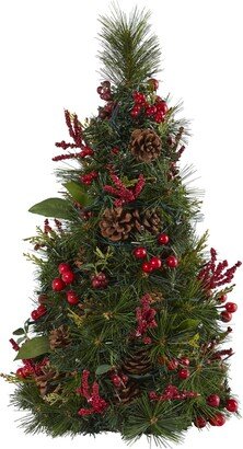 Mixed Berry and Pine Cone Artificial Christmas Tree with 35 Clear Led Lights