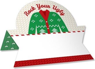 Big Dot of Happiness Ugly Sweater - Holiday and Christmas Party Tent Buffet Card - Table Setting Name Place Cards - Set of 24