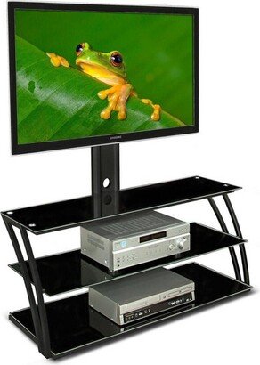 Mount-It! TV Stand with Mount and Storage Shelves | Entertainment Center Fits 32 to 60 Inch Screens | VESA 100x100 to 600x400 | Glass Shelving