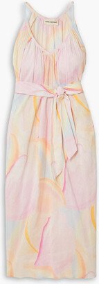 Sydney belted printed cotton-crepon midi dress