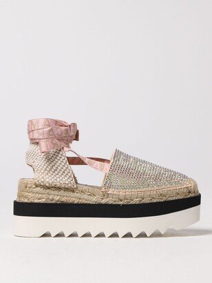 Powder espadrilles in satin with rhinestones