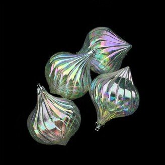 Northlight 4ct Clear Iridescent Onion Drop Shatterproof Christmas Ornaments 4.5