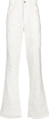 Floral-Embroidered Cotton Trousers