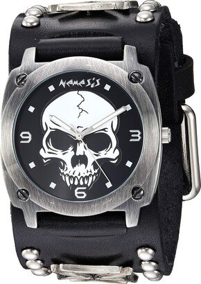 Heavy Skull Stainless Steel Analog-Quartz Leather Strap