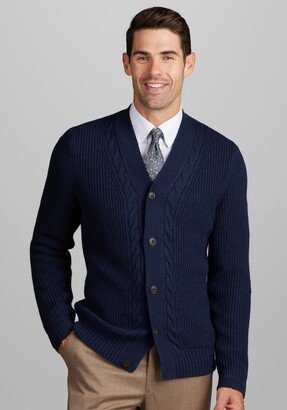 Men's Tailored Fit Cable Knit Button Front Cardigan