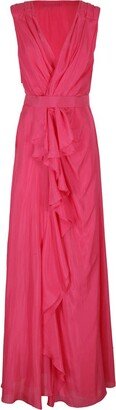 V-Neck Ruffled Long Dress