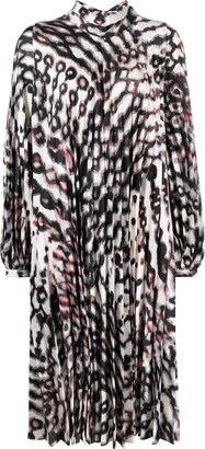 Graphic-Print Long-Sleeve Midi Dress