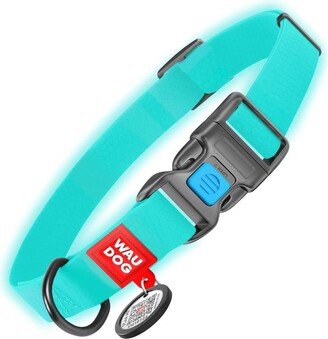 Waudog Waterproof dog collar with Qr passport, glows in the dark, metal fastex