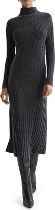 Cady Long Sleeve Mixed Rib Midi Sweater Dress