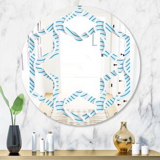 Designart '3D White and Light Blue Pattern II' Printed Modern Round or Oval Wall Mirror - Hexagon Star