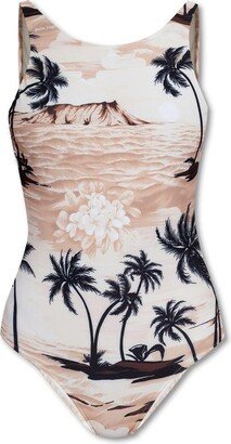 Graphic Printed One Piece Swimsuit