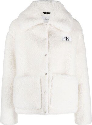 Logo-Patch Faux Shearling Jacket