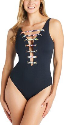 Party Animal Plunge Neck One-Piece Swimsuit