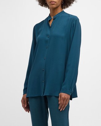 Button-Down Georgette Crepe Shirt