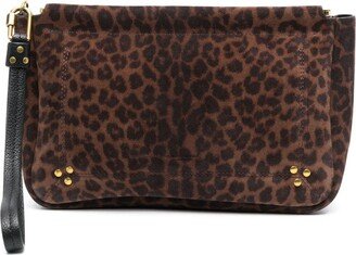 Clap L leopard-print clutch bag