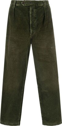 Logo-Patch Corduroy Straight-Leg Trousers