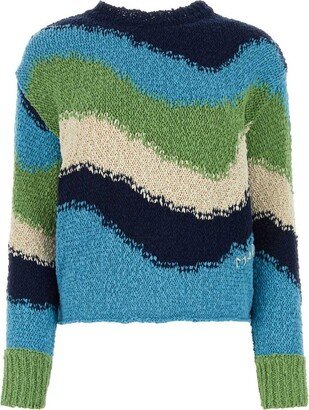 Colour-Block Crewneck Knitted Jumper