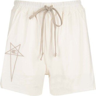 X Champion Logo Embroidered Drawstring Shorts-AA