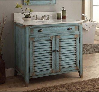 36 Benton Collection Abbeville Distressed Blue Bathroom Vanity