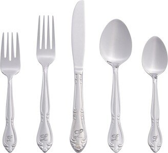 Riverridge Rose 46 Piece Monogrammed Flatware Set - L, Service for 8