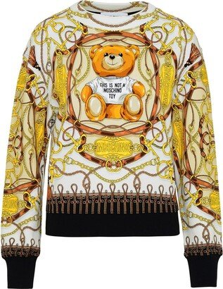 Teddy Bear Print Crewneck Sweater