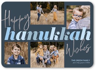 Hanukkah Cards: Cursive Wishes Hanukkah Card, Grey, 5X7, Hanukkah, Matte, Signature Smooth Cardstock, Rounded