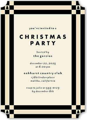 Holiday Invitations: Checkered Tree Holiday Invitation, Black, 5X7, Christmas, Matte, Signature Smooth Cardstock, Ticket