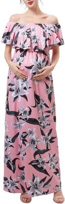 Clara Off the Shoulder Maternity/Nursing Maxi Dress