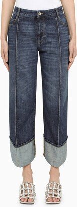 Cropped blue cotton jeans