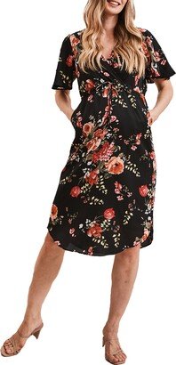 Floral Drawstring Maternity Dress