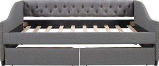 Full Size Upholstered Daybed with Two Drawers