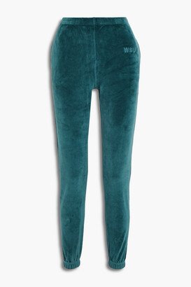 Eco Plush embroidered cotton-blend velour track pants