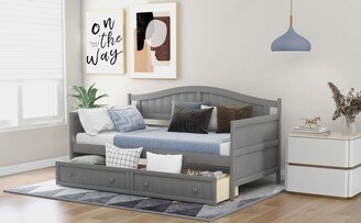 Sunmory Mid-Century Inspired Twin Size Daybed with 2 drawers, Sofa Bed