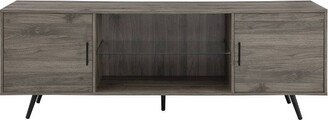 2 Door Mid-Century Modern Wood Storage TV Stand for TVs up to 80 - Saracina Home